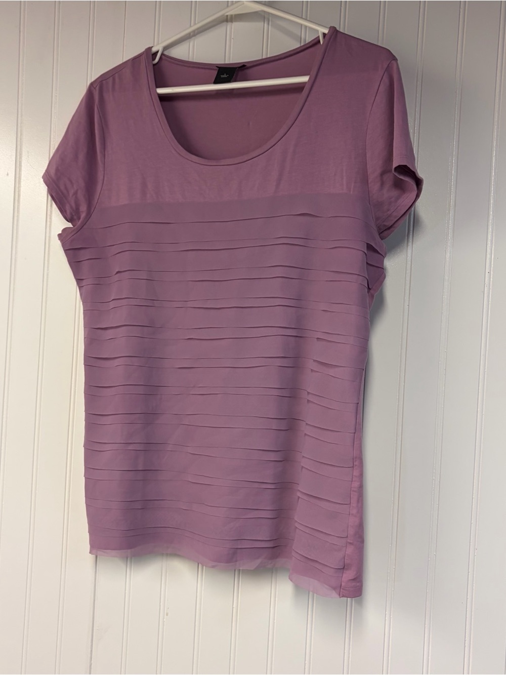 Ann Taylor Lilac Layered Short-Sleeve Top Large
